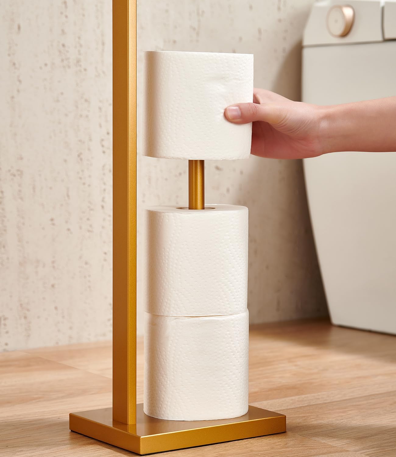 Miyili Matte Black Freestanding Toilet Paper Holder with Shelf, Premium SUS 304 Stainless Steel Bathroom Storage Organizer & Paper Towel Dispenser
