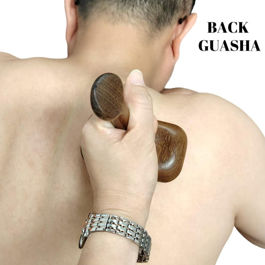 Large Wooden Meridian Massage Brush, Sandalwood, Long Handle | 28 Wooden Teeth, Gua Sha Lymphatic Drainage, Acupoint Stimulation, Back Neck Abdomen Legs, Blood Circulation, Relieve Fatigue