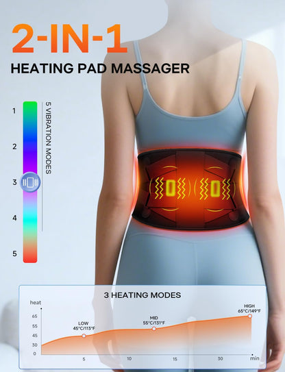 ALLJOY Cordless Heating Pad for Back 67", FSA Eligible Lower Back Massager | Portable Back Heating Pad with Massager for Back, Birthday Gifts for Women Men, 40Mins Auto-off, 3 Heat 5 Vibration - Gray