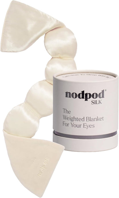 Nodpod Mineralized Silk Gentle Pressure Sleep Mask - Strap-Free, Light-Blocking Design for Sleep, Travel & Relaxation - Weighted Eye Pillow, Machine Washable (Willow)
