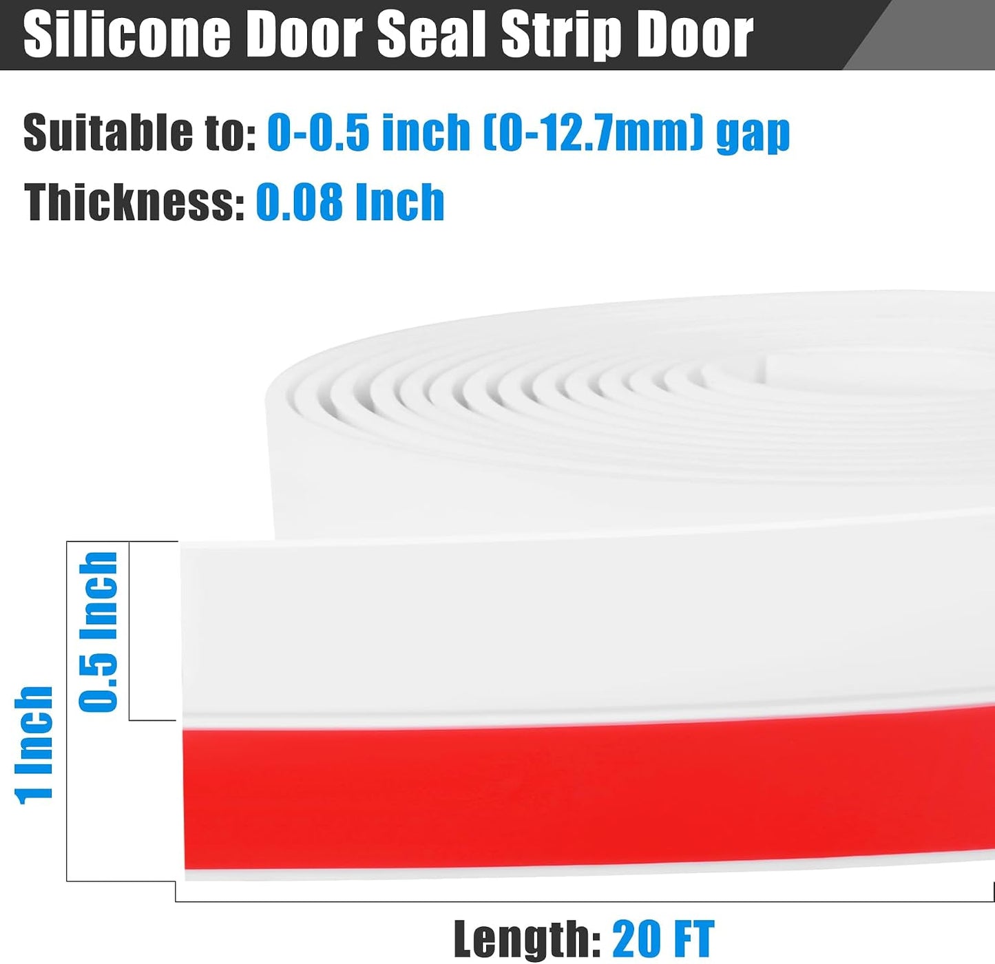 Draft Seal Tape for Doors and Windows 2 in x 20 Ft Silicone Weather Stripping Extra Thick 2mm Door Seal Strip with Strong Adhesive Draft Insulation Stopper Side Seal - Clear