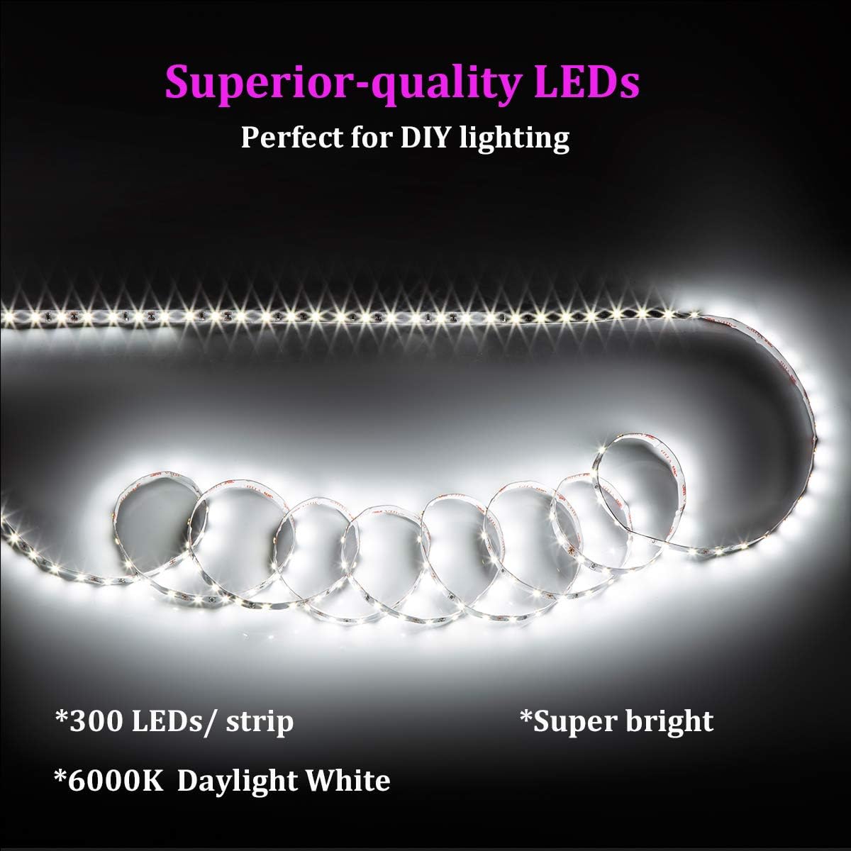 WOBANE 16.4ft Motion Sensor LED Strip with Remote,Warm White Tape Lighting | Dimmable LED Strip Lights for Kitchen, Under Cabinet, Bedroom, Shelf, Bed, PIR Function,Night Light,Adapter,3000K Warm White