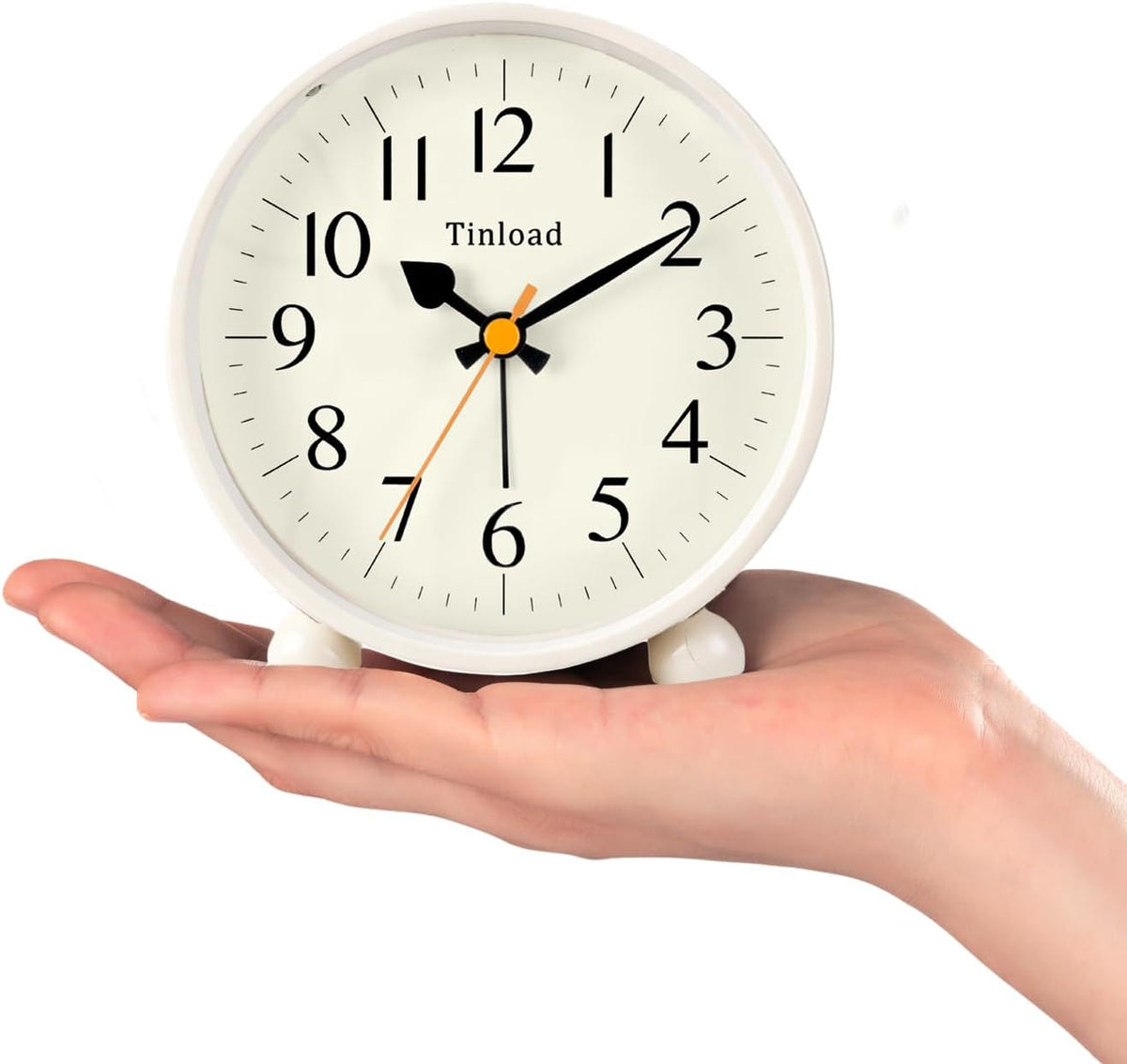 Tinload 4.5" Vintage Retro Analog Alarm Clock, Super Silent Non Ticking Small Clock with Manual Light, Snooze, Battery Operated, for Living Room, Bedroom, Bedside, Desk(Blue)