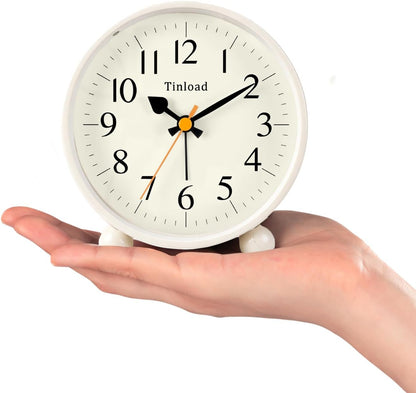 Tinload 4.5" Vintage Retro Analog Alarm Clock, Super Silent Non Ticking Small Clock with Manual Light, Snooze, Battery Operated, for Living Room, Bedroom, Bedside, Desk(Blue)