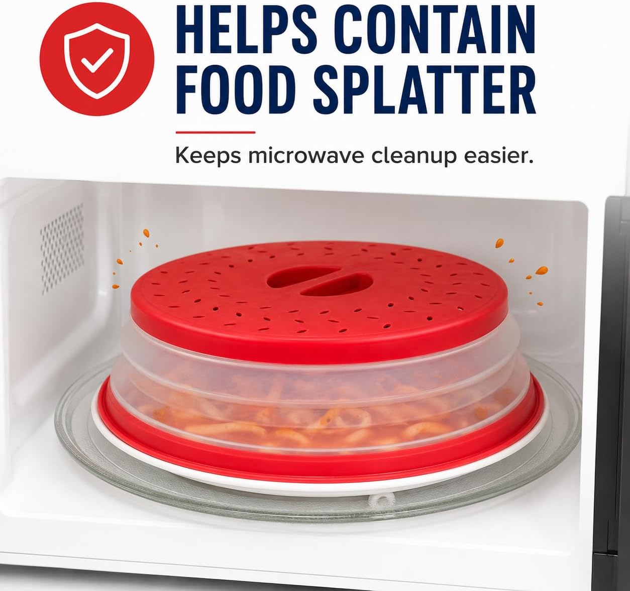 Collapsible Microwave Splatter Cover for Food 10.5 Inch Vented Blue