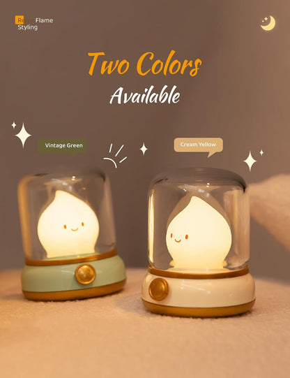 WANIDEA Night Light for Kids, Rechargeable Night Light for Bedroom | Stepless Dimming, Retro Flame, Room Decor, Warm Candlelight, Gifts for Kids, Bedside Lamp With USB-C Charging Cable