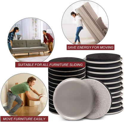 Furniture Sliders, 20pcs-3 1/2” Felt Furniture Sliders for Carpet, Furniture Pads Hardwoods Floors, Heavy Furniture Movers Sliders, Reusable Moving Pads, Floor Protectors for Carpet