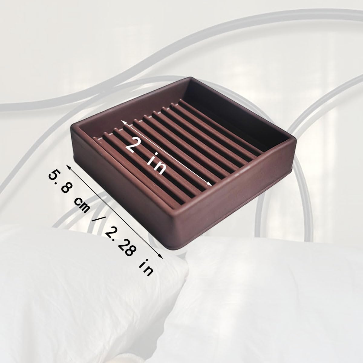 4 Pcs Couch Anti Slip Pads, 2x2 Square Rubber Furniture Caster Cups | Non-Slip Rubbers Bed Frame Stopper, Bed Stopper Floor Protectors for Protect Any Flooring (Brown)