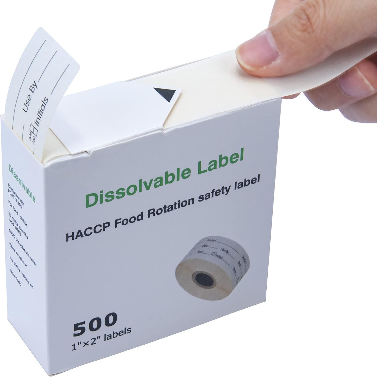 L LIKED 500 Stickers Use by 1 x 2 Inch Dissolvable Food Storage Labels for Containers