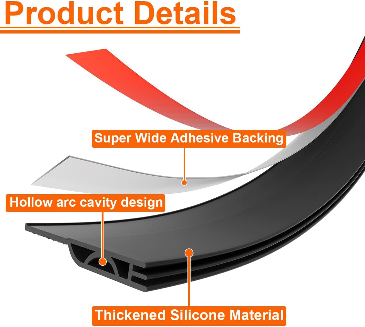 Door Draft Stopper, Door Sweep for Bottom of Door, Weather Stripping Door Seal Gap Filler Bottom Blocker Soundproofing Cold Air Insulation Save Energy Install Quickly Easily (Black, 39‘’)
