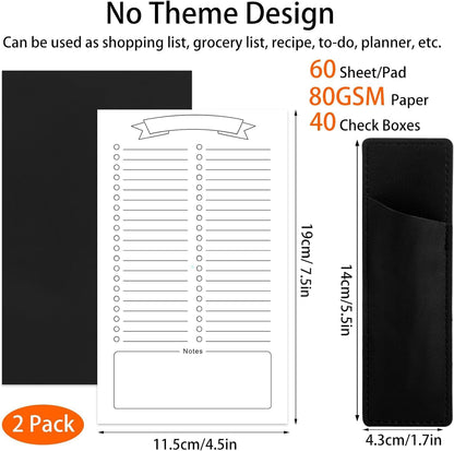 Thboxes 2 Pack Grocery List Magnet Pad for Fridge, 120 Sheets, Pen Holder | 4.5x7.5In Magnetic Grocery List Pad for Fridge, Full Back Shopping Checklist, Notepad for Kitchen, Home Office, Parents, Kids