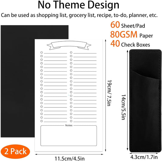 Thboxes 2 Pack Grocery List Magnet Pad for Fridge, 120 Sheets, Pen Holder | 4.5x7.5In Magnetic Grocery List Pad for Fridge, Full Back Shopping Checklist, Notepad for Kitchen, Home Office, Parents, Kids