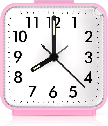 AMIR Analog Silent Non Ticking Small Clock, Travel Analog Alarm Clock
