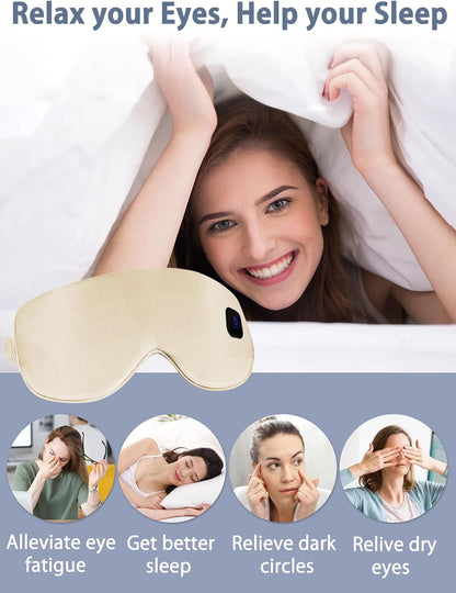 Dearan Upgraded 3 Temperature Modes Silk Heated Eye Mask Cordless,Rechargeable Warm Eye Heating Pad No Pressure for Dry Eyes, Sleep Eye Mask Christmas Gift for Men Women