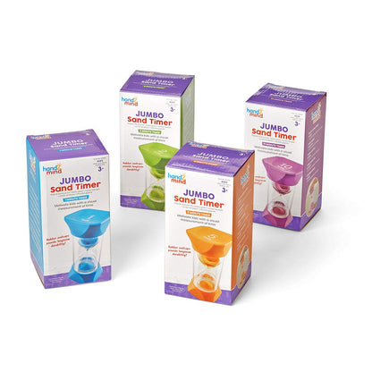 hand2mind Orange Jumbo Sand Timers, 5 Minute Sand Timer, Hourglass Sand Timer with Soft Rubber End Caps Offers Quiet Pausing, Classroom Sand Timers for Kids, Teeth Brushing and Game Timer (Set of 1)