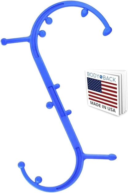 Body Back Buddy Classic Back Massager & Neck Massager for Pain Relief, Blue | USA Made Dual Massage Hooks For Back, Shoulder, And Neck, Muscle Knot Remover For Trigger Point Therapy And Full Body Relief
