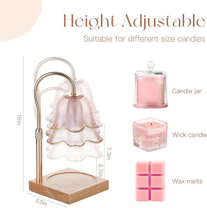 Candeldo Candle Warmer Lamp with Timer, Gold Flower Glass Shade