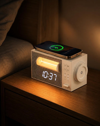 Sunrise Alarm Clock with Sound Machine, Wake Up Light & Wireless Charger