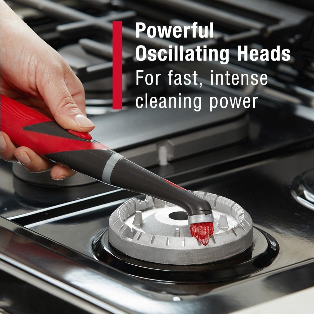 Rubbermaid Reveal Power Scrubber with Multi-Purpose & Grout Head, Cordless Electric Battery Powered Scrub Brush, Water Resistant, for Home/Kitchen/Bathroom/Grout/Tile/Shower/Tub