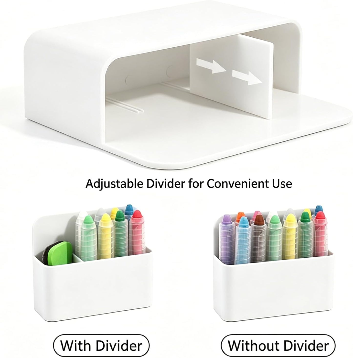 3 Pack Magnetic Pen Holder, Strong Magnetic Dry Erase Marker Organizer with Generous Compartments, Pen Pencil Organizer for Whiteboard, Fridge, Home Office School, Black