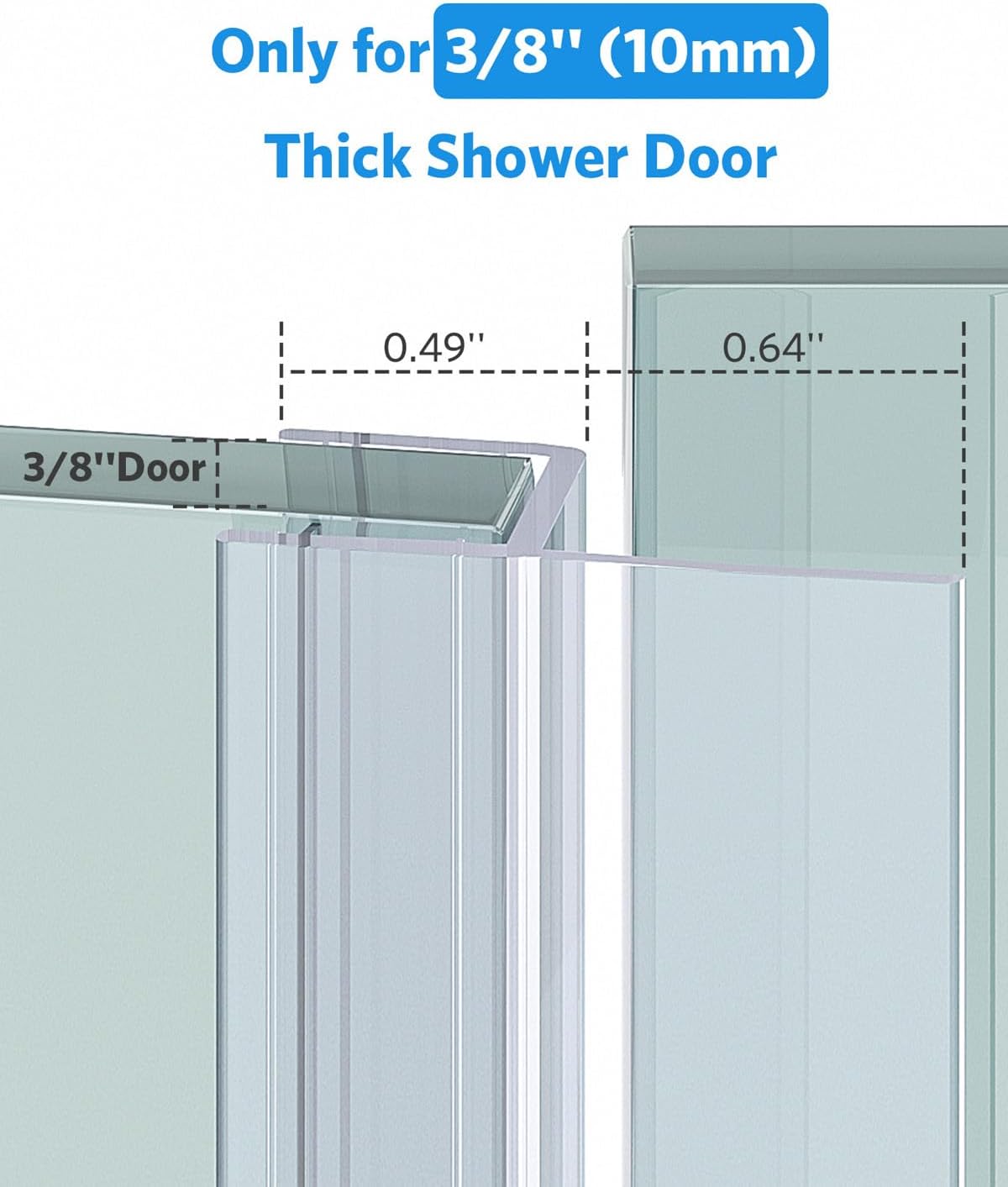 Delamu 3-Pack Shower Door Bottom Seal, 3/8''× 39'' Shower Door Sweep Strip | Shower Seal Strip for 3/8'' (10mm) Doors, Frameless Glass Shower Door Seal Strip Stop Shower Leaks and Create a Water Barrier