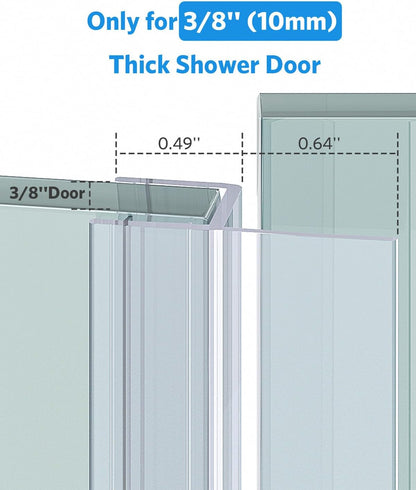 Delamu 3-Pack Shower Door Bottom Seal, 3/8''× 39'' Shower Door Sweep Strip | Shower Seal Strip for 3/8'' (10mm) Doors, Frameless Glass Shower Door Seal Strip Stop Shower Leaks and Create a Water Barrier