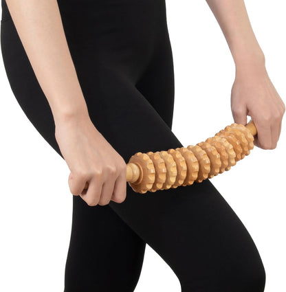 Wood Therapy Massage Tools 12 Roller, Wooden Massager Stick 16.8 Inch,Lymphatic Drainage Tool Cellulite Massager for Cellulite Reduction,Muscle Tension and Body Shaping,Contouring