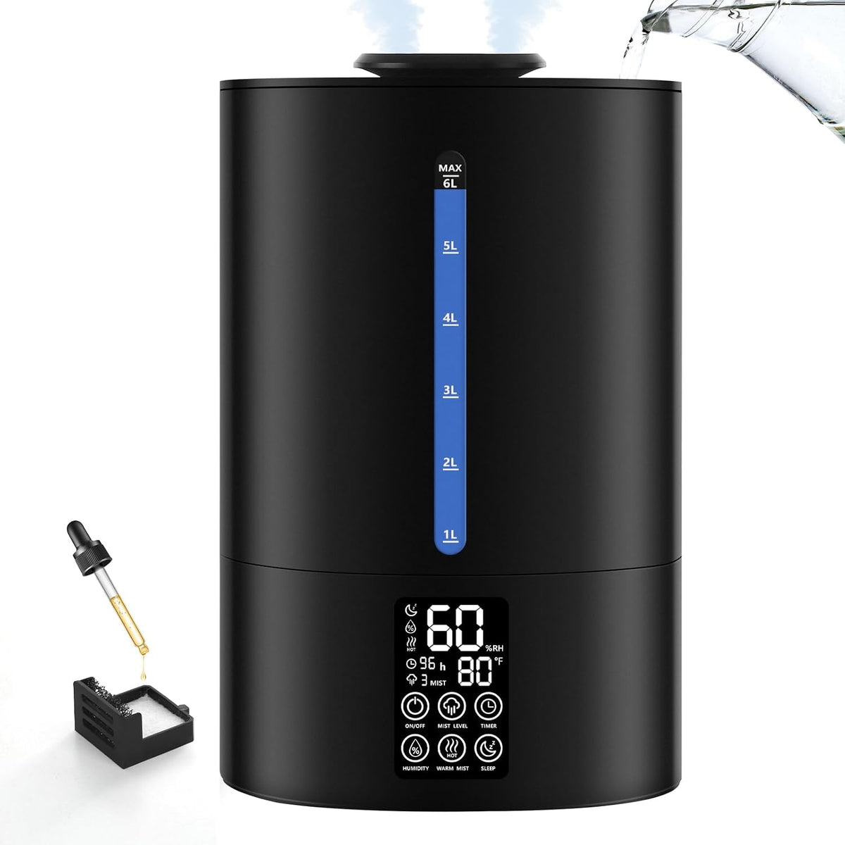 Coolfiqu 6L Warm & Cool Mist Humidifiers for Bedroom,Large Room,Plants