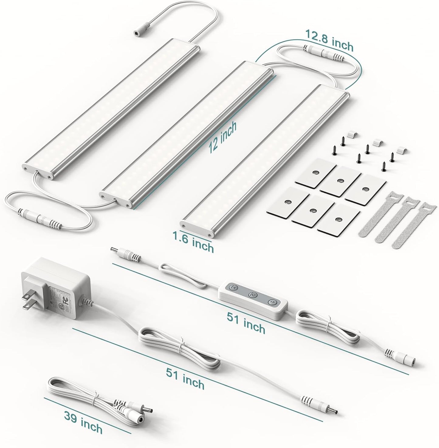 Motion Sensor Cabinet Lighting, 4500K Daylight, 3 Pack 12 inch Linkable