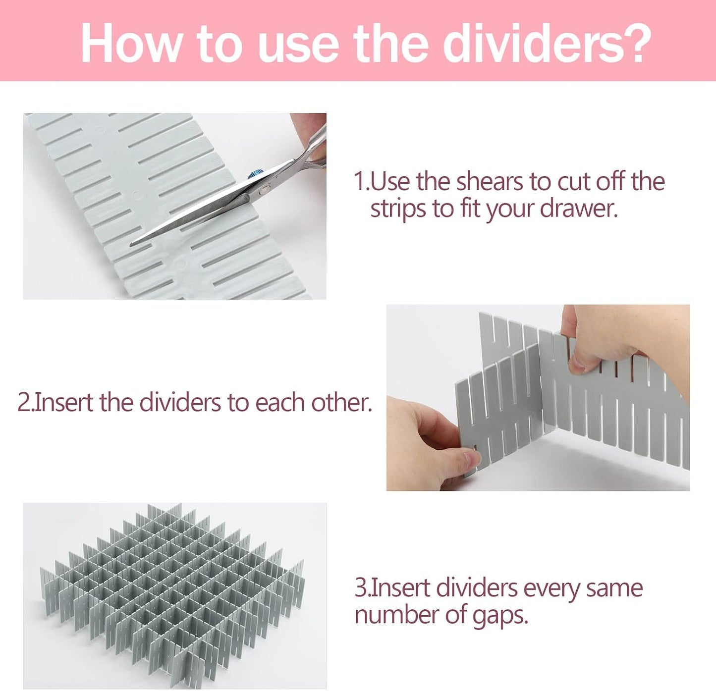 acDesign 40Pcs Grid Drawer Dividers, Adjustable Drawer Organizer for Socks, Underwear, Lingerie, Makeup, Bedroom Office Kitchen Storage (White)