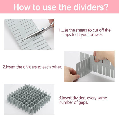 acDesign 40Pcs Grid Drawer Dividers, Adjustable Drawer Organizer for Socks, Underwear, Lingerie, Makeup, Bedroom Office Kitchen Storage (White)