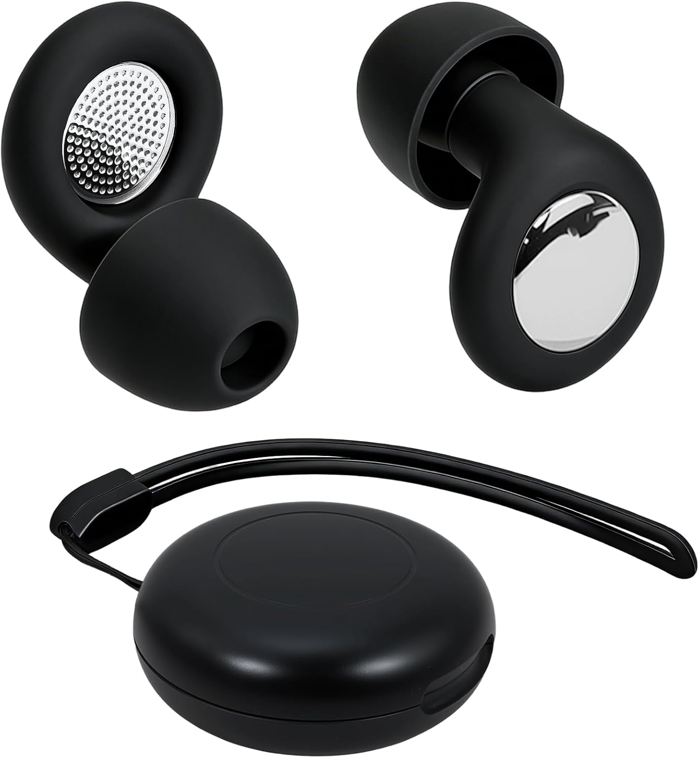 Noise-Proof Silicone Sleep earplugs: Reusable for Washing, Super Soft and Comfortable fit, Suitable for Sleep, Study, Travel, Work and Business Trips. Comes with 4 Pairs of earplug Tips (Black)