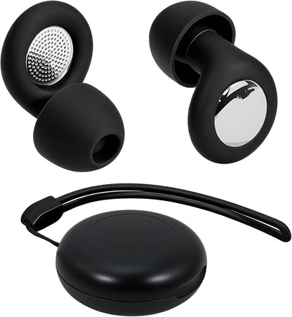 Noise-Proof Silicone Sleep earplugs: Reusable for Washing, Super Soft and Comfortable fit, Suitable for Sleep, Study, Travel, Work and Business Trips. Comes with 4 Pairs of earplug Tips (Black)