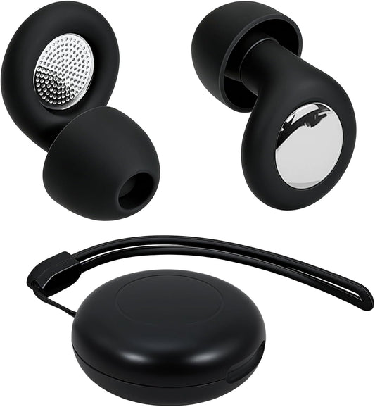 Noise-Proof Silicone Sleep earplugs: Reusable for Washing, Super Soft and Comfortable fit, Suitable for Sleep, Study, Travel, Work and Business Trips. Comes with 4 Pairs of earplug Tips (Black)