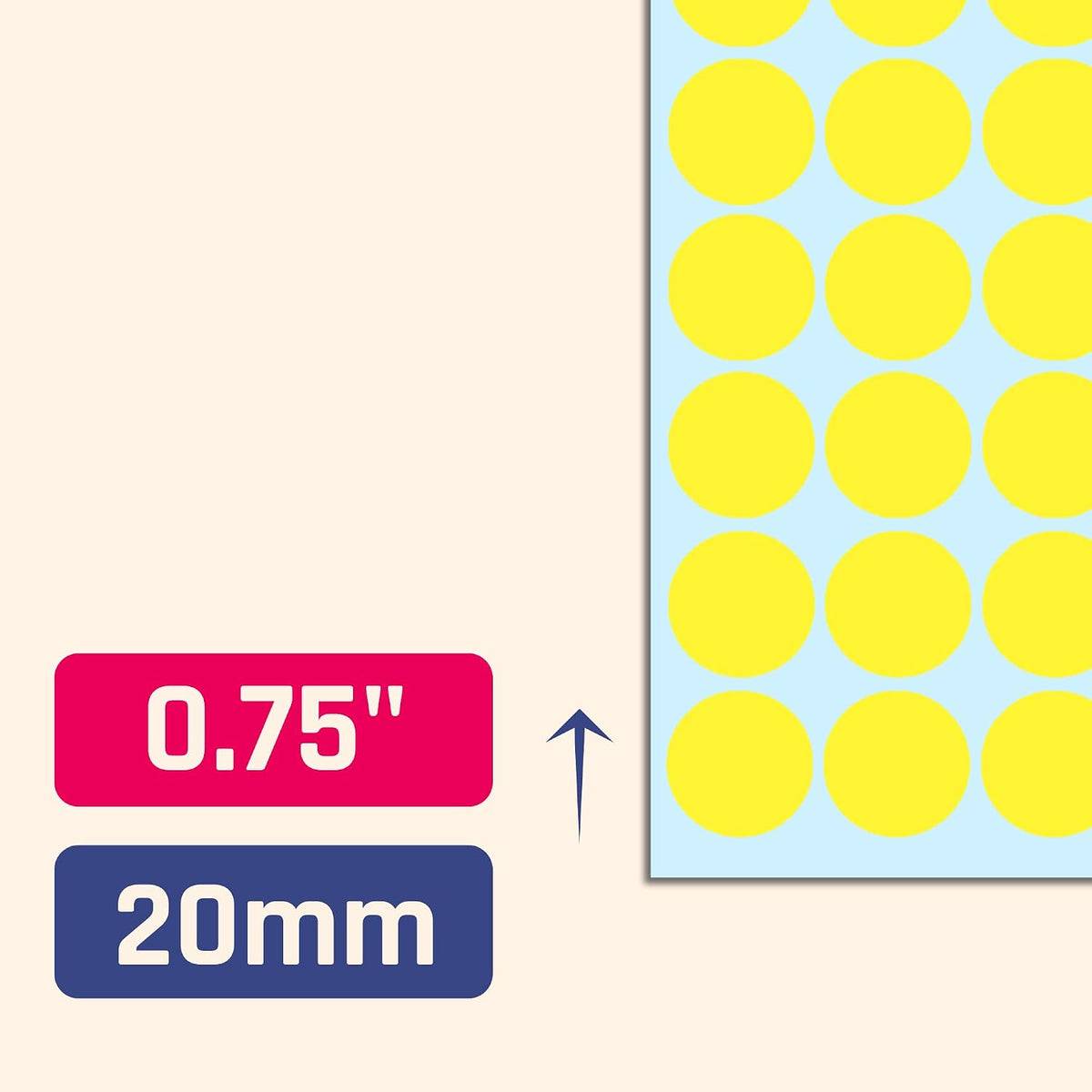 3/4" Round Colored Dot Stickers Labels - 10 Colors