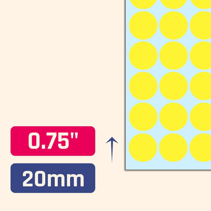 3/4" Round Colored Dot Stickers Labels - 10 Colors
