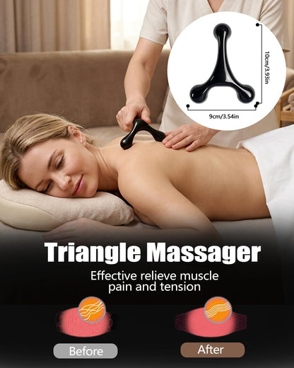 Abnaok Trigger Point Massage Tool for Deep Tissue, 3PCS Fascia Release Tools Set, Thumb Saver Massage Tool for Full Body Pain Relief, with 3-Legged Massage Knobs, Stress Relief