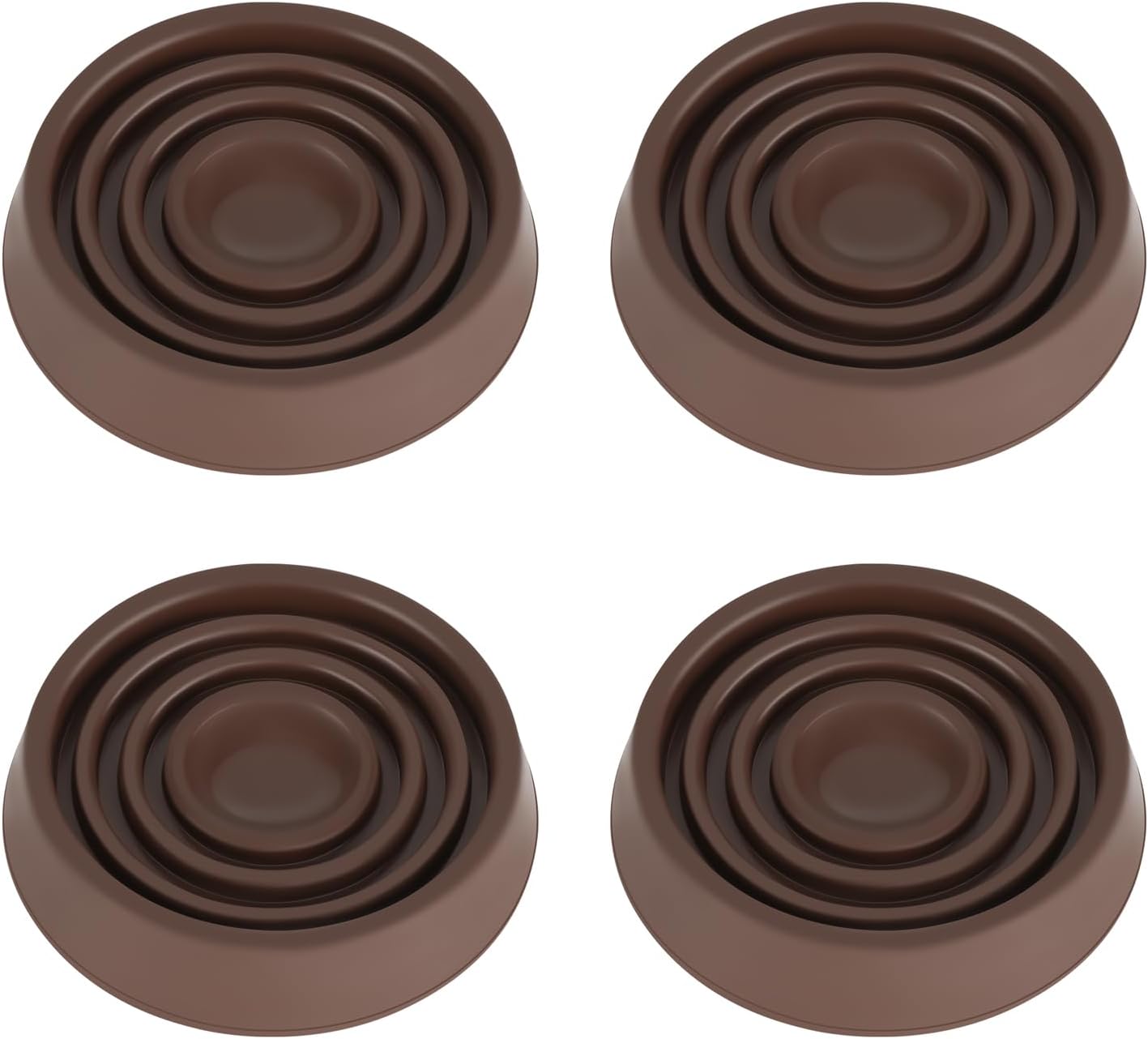 2X2 Round Rubber Caster Cups, Non Slip Furniture Pads - 4 Pack | Anti-Slip Gripper, Anti Skid Furniture Feet, Anti Slide Floor Protector for Bed Couch Table Chair Stoppers, Black