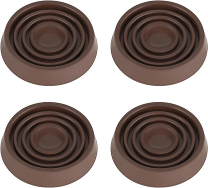 2X2 Round Rubber Caster Cups, Non Slip Furniture Pads - 4 Pack | Anti-Slip Gripper, Anti Skid Furniture Feet, Anti Slide Floor Protector for Bed Couch Table Chair Stoppers, Black