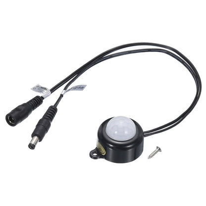 MECCANIXITY DC 6V-24V 5A PIR Motion Activated Sensor Switch with DC Coupler Cable for Kitchen Cabinet LED Strip Light, with Light Sensor Black