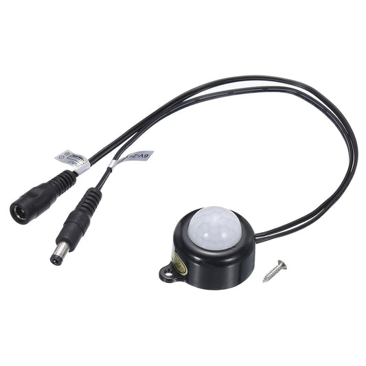 MECCANIXITY DC 6V-24V 5A PIR Motion Activated Sensor Switch with DC Coupler Cable for Kitchen Cabinet LED Strip Light, with Light Sensor Black