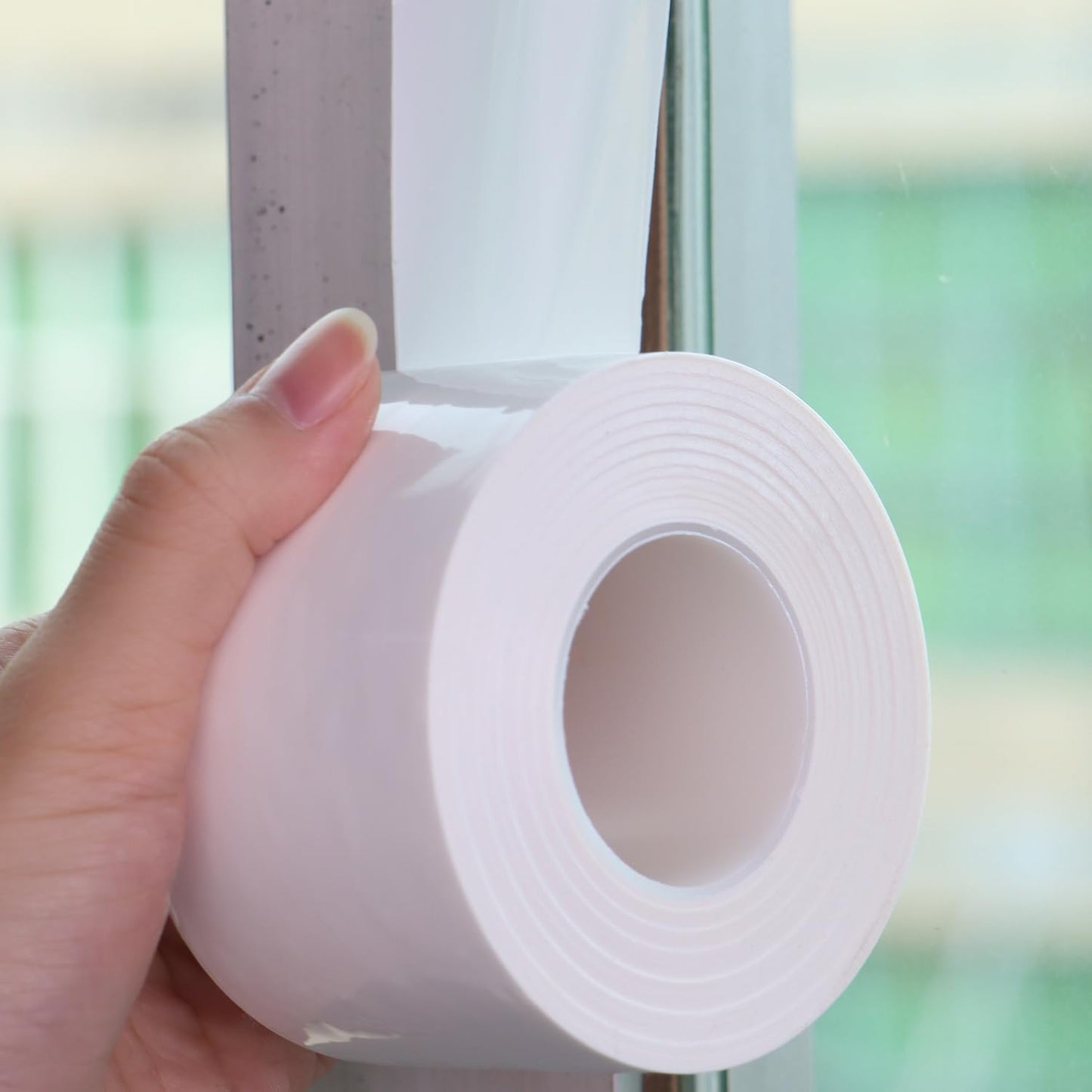 Window Sealing Tape 2 Inch x 33 FT Transparent Window Draft Insulation Residue-Free Clear Weather Stripping Caulk Tape Windproof Weatherproof Window Seal AC Units for Window Glass, Doors Gaps