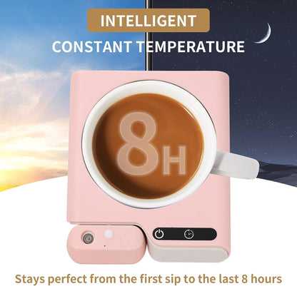 Mug Warmer with 4-Hour Auto Shut Off, 3 Temperature Settings, Frosted Black Rectangular Electric Beverage Heater, Borosilicate Glass Panel, 54-Inch Cord, Coffee Warmer for Desk, Tea Warmer
