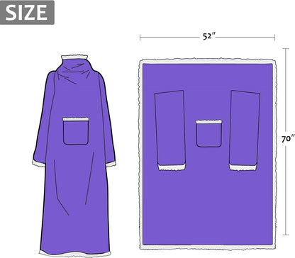 Catalonia Sherpa Wearable Blanket with Sleeves and Pocket for Adults