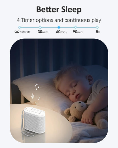 Portable Travel Sound Machine White Noise Machine for Sleeping : Super Long-Lasting & Rechargeable Battery, Headphone Jack, 21 Sounds, Noise Canceling for Office Privacy, Home, Adults, Baby, Gift