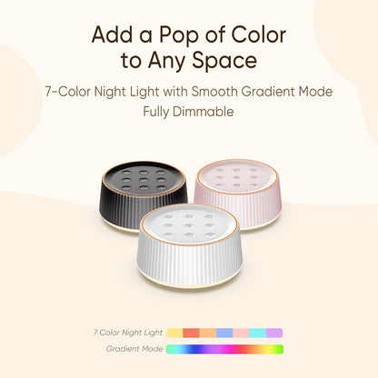 Noise Machine, White Noise Sound Machine for Baby & Adults, 26 Soothing Sounds, 8 Night Light Colors, Tap Control, 6 Timer Settings, Auto-Off & Memory, 4-7-8 Breathing, Sleep Soother for Home