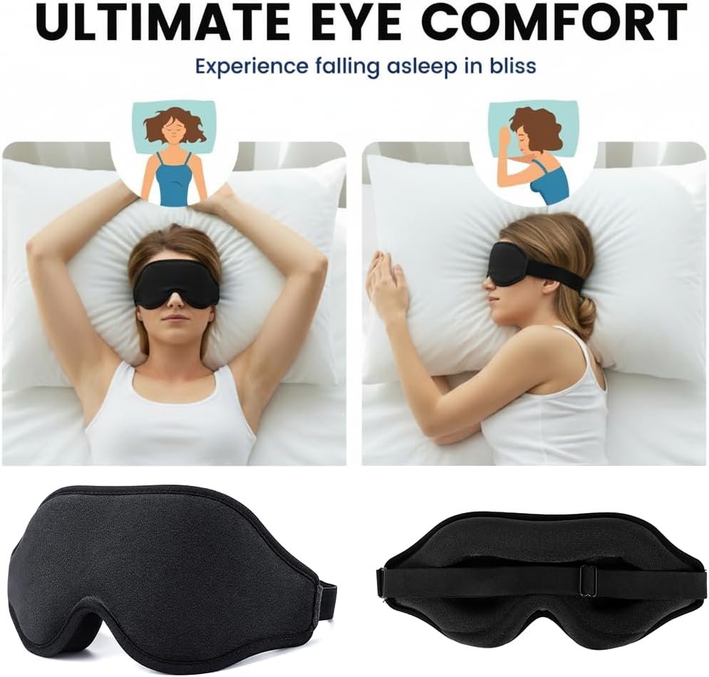 3D Zero-Pressure Sleep Mask with Cooling Gel | 100% Blackout Eye Cover for Puffy Eyes, Migraines & Dry Eyes | Hot & Cold Therapy for Deep Sleep & Relaxation
