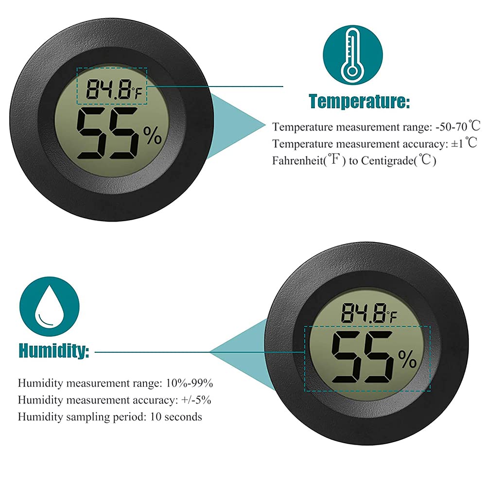 10-Pack Mini Thermometer Hygrometer, Small Digital Electronic Temperature Humidity Meters Gauge Indoor LCD Display for Greenhouse, Garden, Cellar, Fridge, Mason Jar