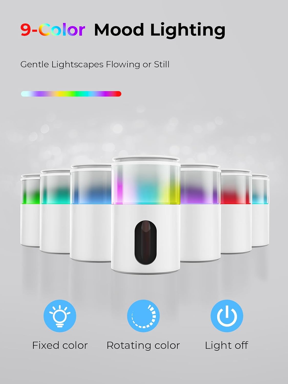 Waterless Essential Oil Diffuser: 𝟗-𝐂𝐨𝐥𝐨𝐫 𝐋𝐄𝐃 for Home