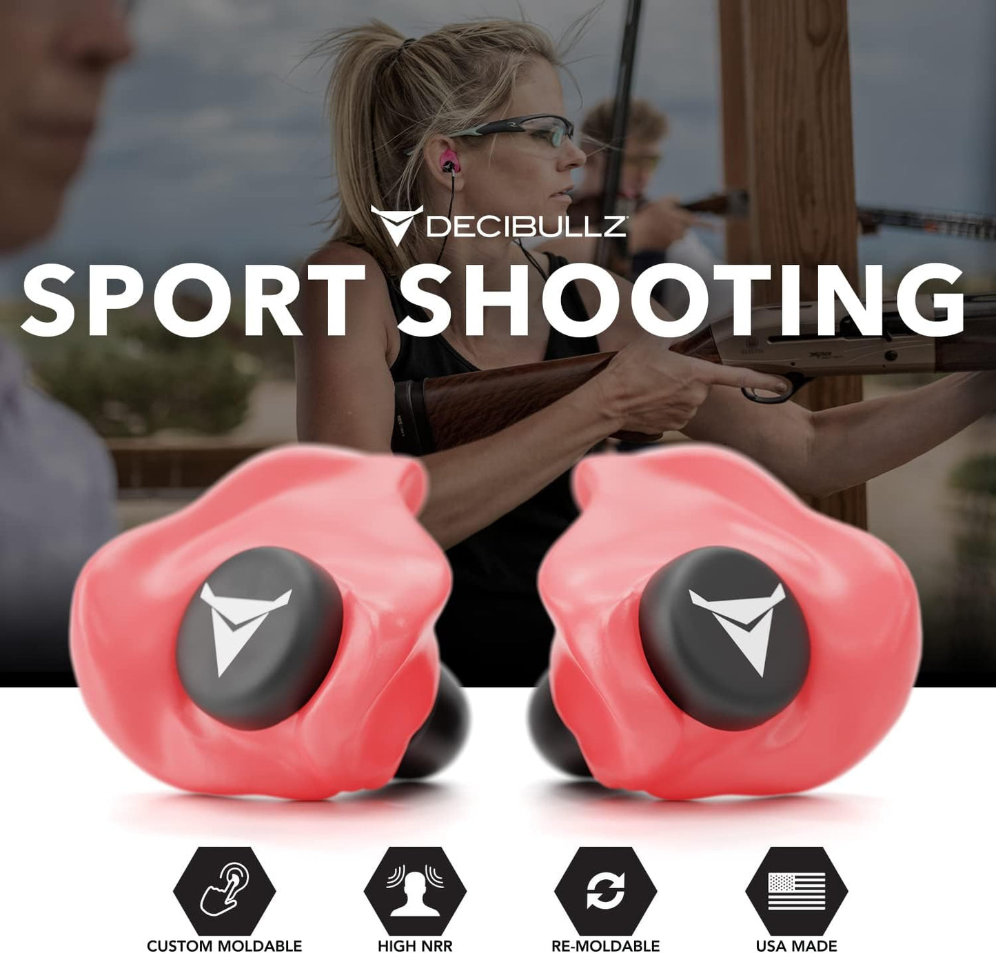 Decibullz - Custom Molded Earplugs, 31dB Highest NRR, Comfortable Hearing Protection for Shooting, Travel, Work and Concerts